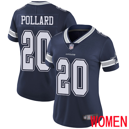 Women Dallas Cowboys Limited Navy Blue Tony Pollard Home #20 Vapor Untouchable NFL Jersey